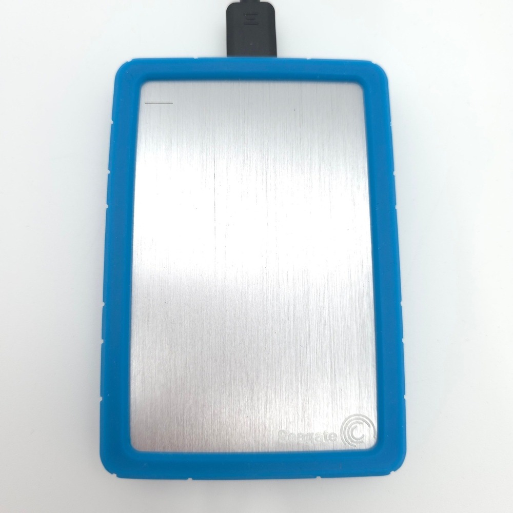 Seagate Backup Plus Slim Portable Drive 2TB Silver Blue Bumper External USB